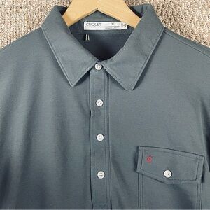 Criquet Polo Shirt Mens XL Grey Pique Pima Cotton Pockets Golf Long Sleeve T545